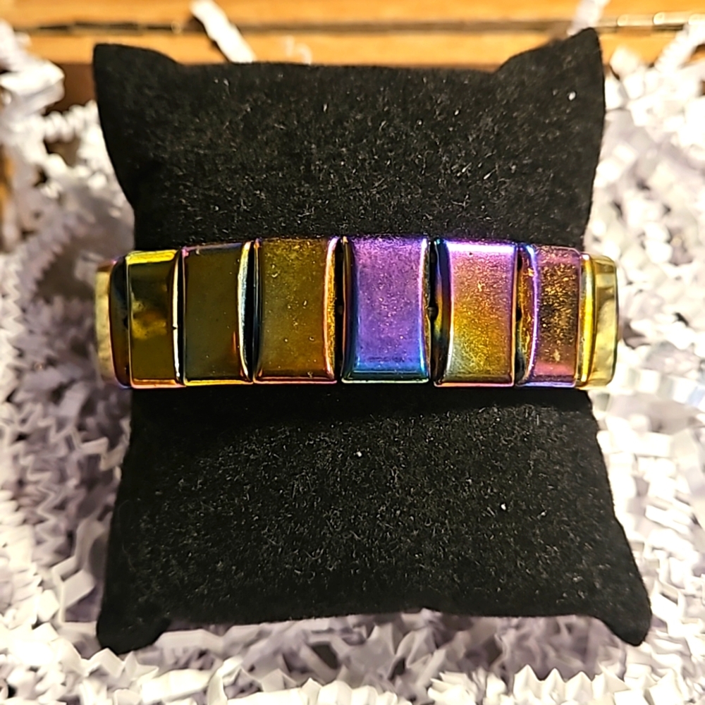 Rainbow Hematite Stretch Bracelet